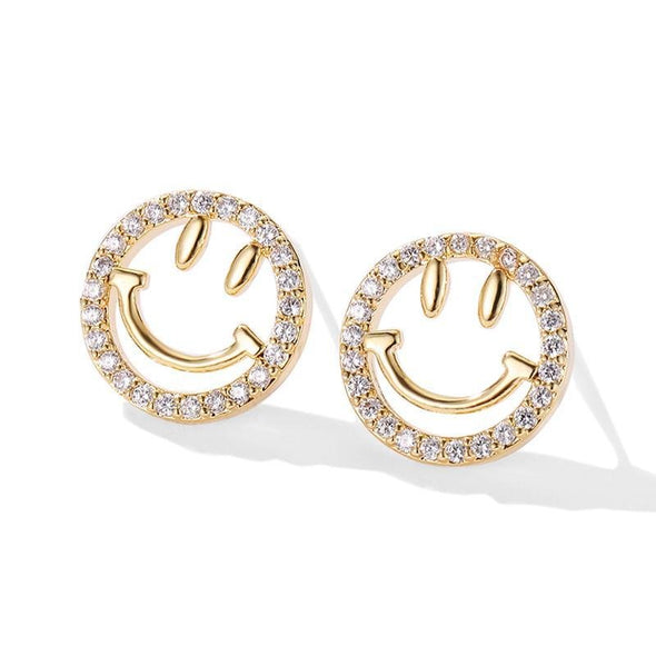 Smiley Face Rose Gold Earrings - jolics