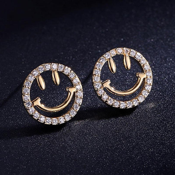 Smiley Face Rose Gold Earrings - jolics