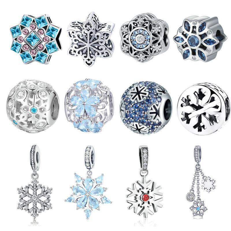 Snowflake Collection 925 Sterling Silver Bead & Dangle Charm - jolics