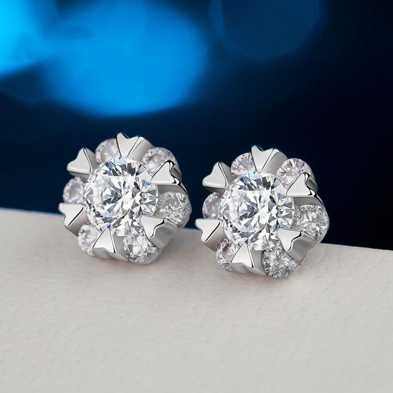 Snowflake Round Stone Earrings - jolics