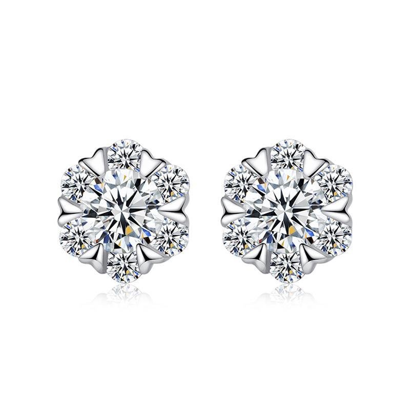 Snowflake Round Stone Earrings - jolics