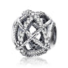 Sparkling Lines Openwork 925 Sterling Silver Bead Charm - jolics