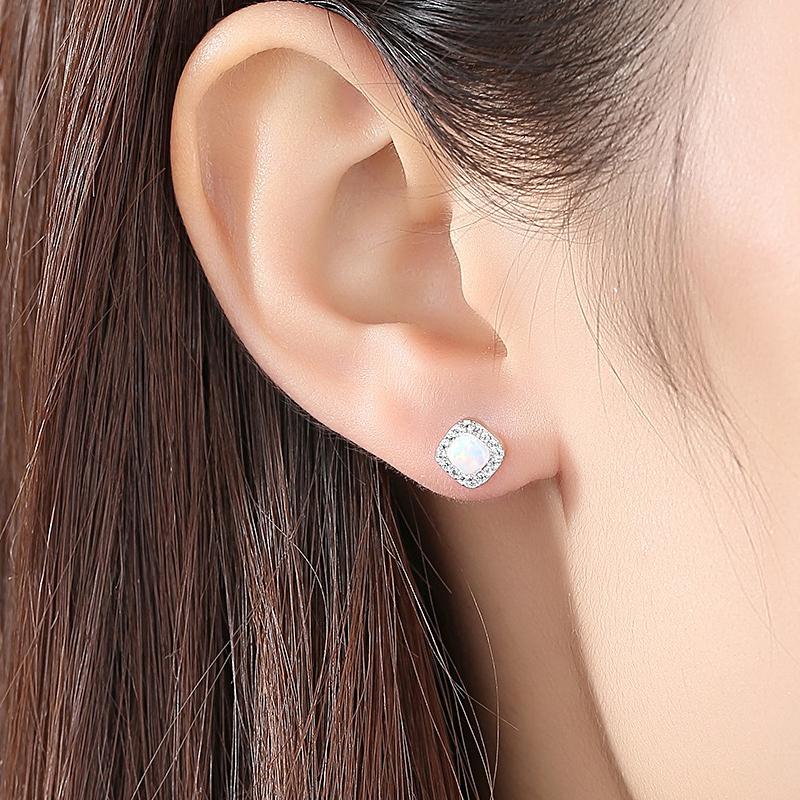 Square Halo Stud Earrings - jolics