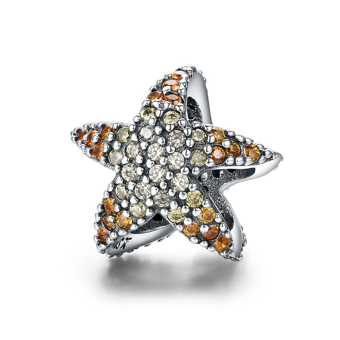 Starfish 925 Sterling Silver Pavé Charm - jolics