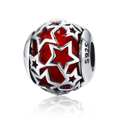 Stars 925 Sterling Silver Glass Bead Charm - jolics