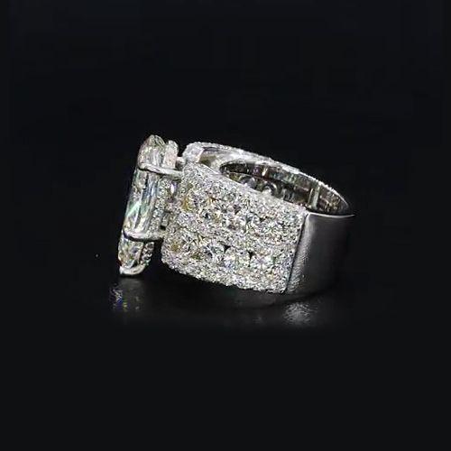 Stunning 13CT Pear Cut Lab-created Diamond Sterling Silver Ring in Widen Band Style - jolics