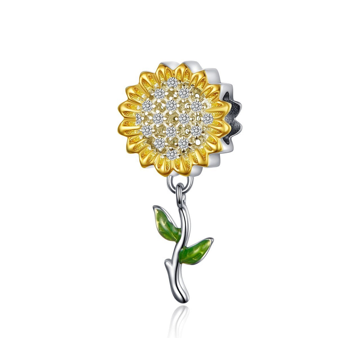 Sunflower 925 Sterling Silver Dangle Charm - jolics