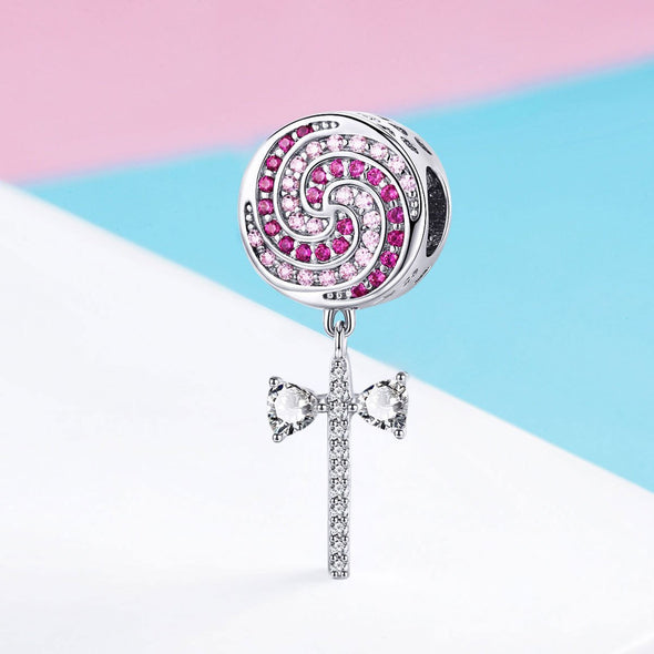 Sweet Lollipop 925 Sterling Silver Dangle Charm - jolics