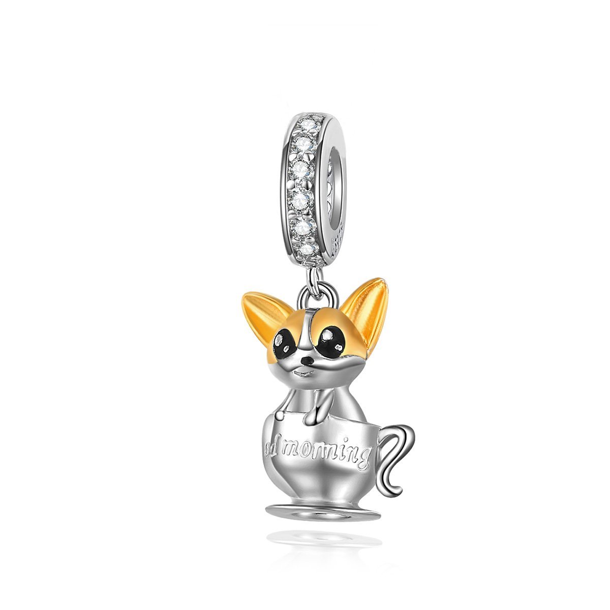 Teacup Dog 925 Sterling Silver Dangle Charm - jolics