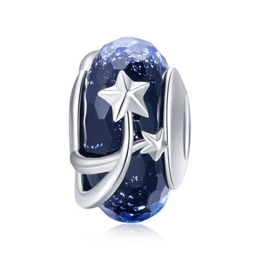 The Starry Night 925 Sterling Silver Glass Bead Charm - jolics