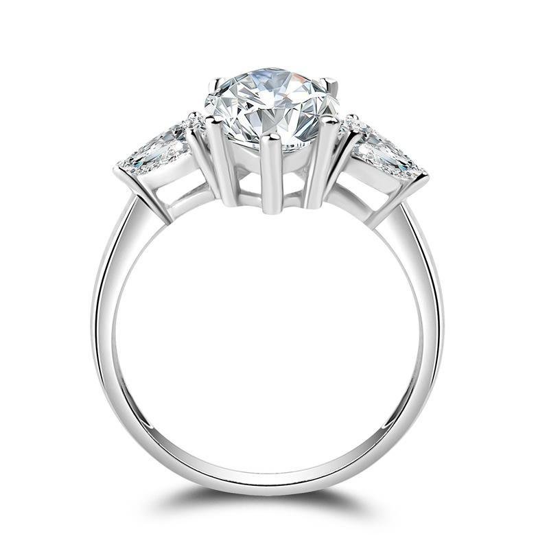 Three Stone Marquise Created Engagement Ring - jolics