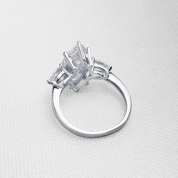 Three Stone Marquise Created Engagement Ring - jolics