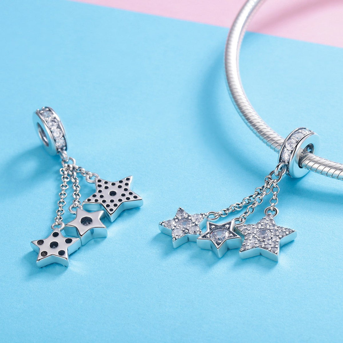 Twinkle Little Star 925 Sterling Silver Dangle Charm - jolics