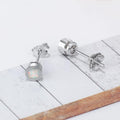 White Bezel Opal Silver Earrings - jolics