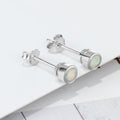 White Bezel Opal Silver Earrings - jolics