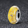 Yellow Flower 925 Sterling Silver Glass Bead Charm - jolics