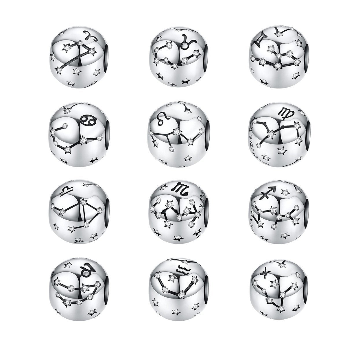 Zodiac Sign 925 Sterling Silver Bead Charm - jolics